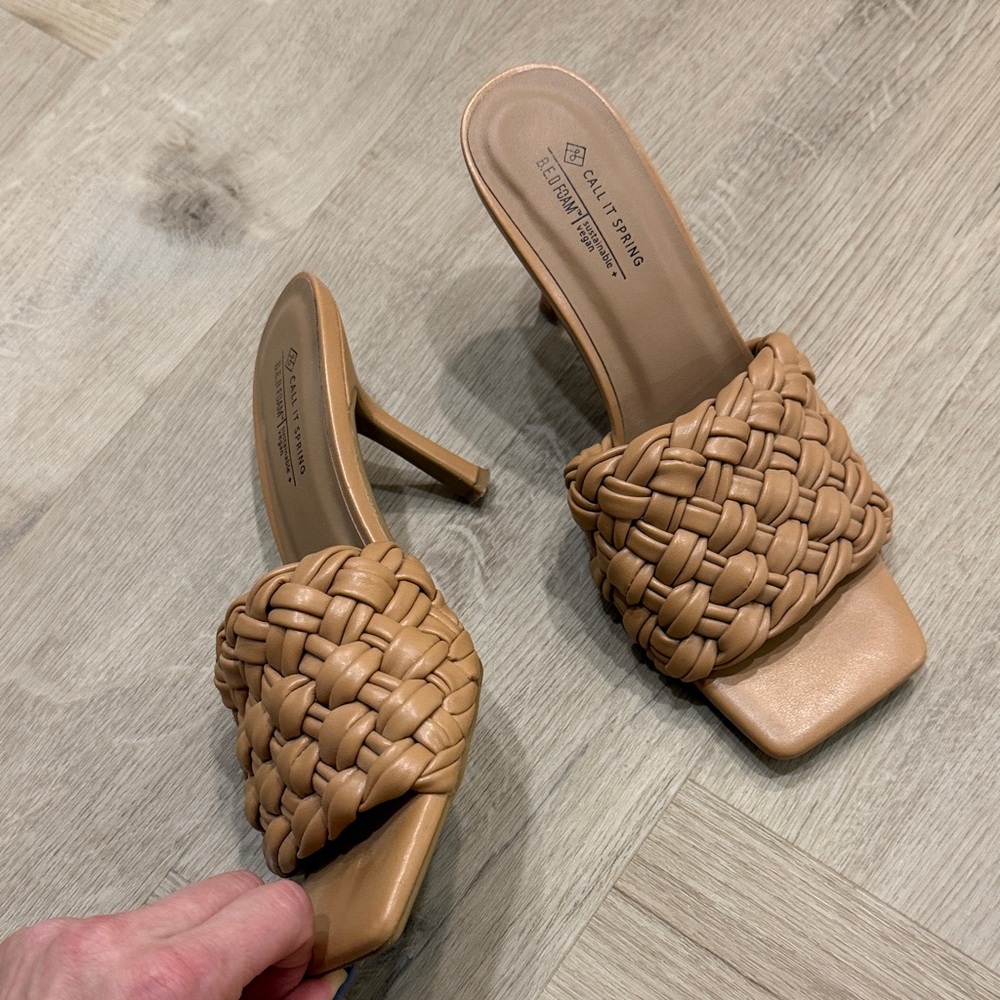 Call It Spring Tan Braided Slide Heels